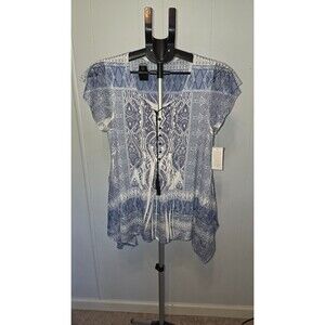 Style & Co Blue New Shirt Blouse Top Size Small Spring Awakens $49.50 Bohemian